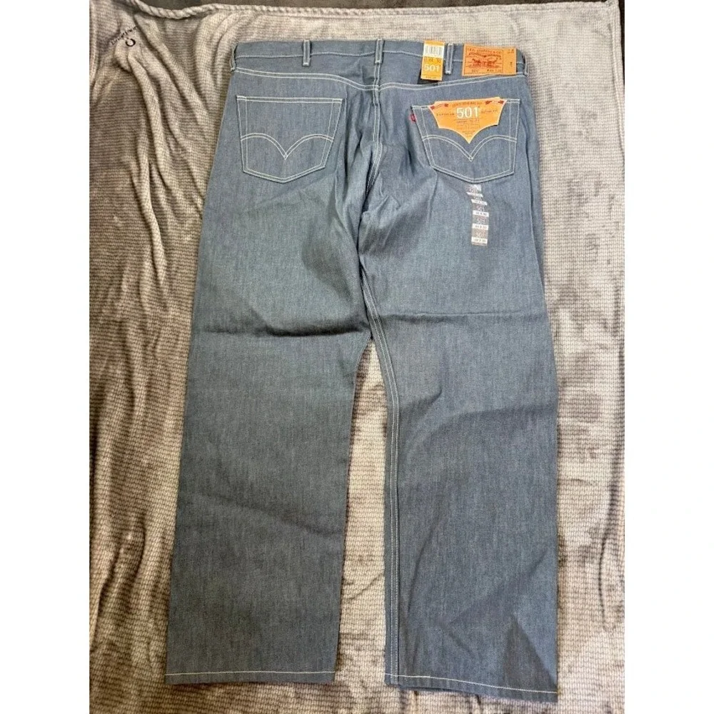 Levis 501 Original Straight Leg Mens Jeans Blue Grey W44 L30 Button Fly Cotton